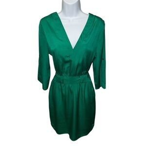 Women’s 5/48 Green 3/4 Sleeve V Neck Dress - S